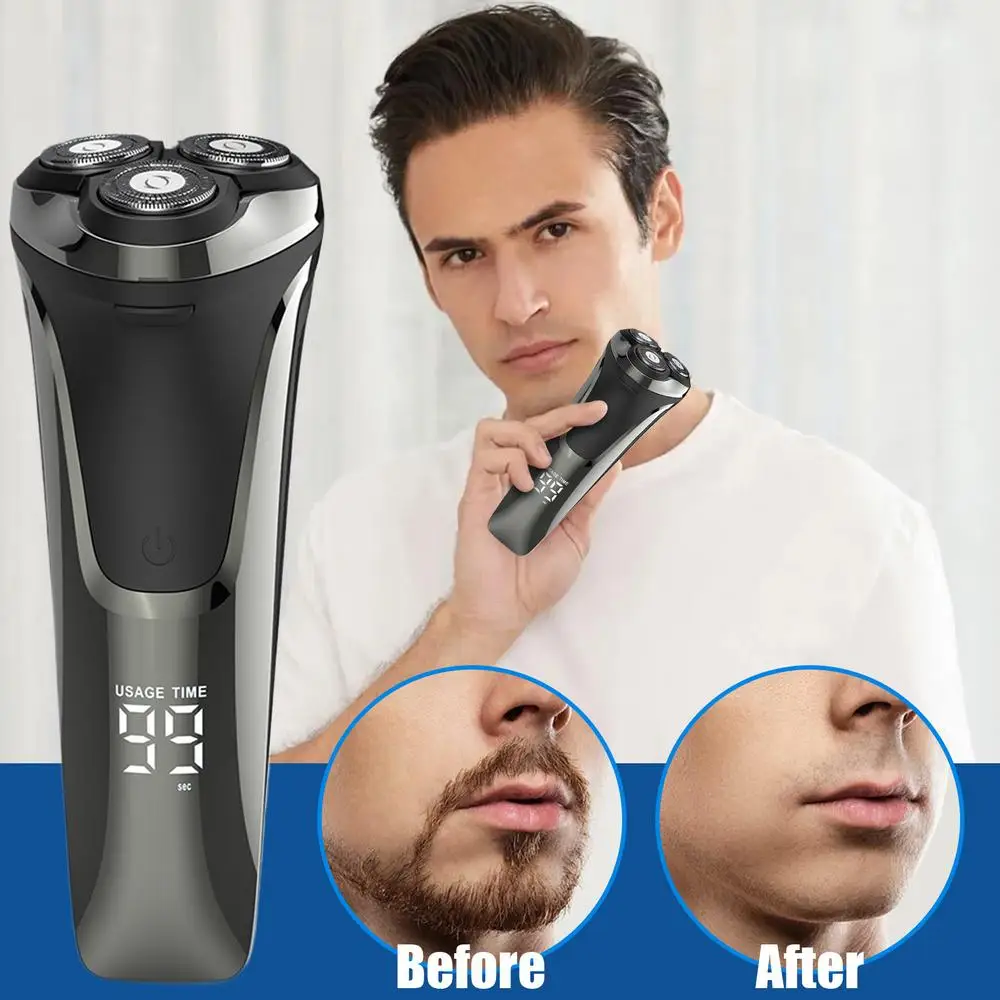 3D Rotary Shaver Beard Trimmer Men Electric Razor Hair Trimmer Rotary Shaving Machine Razor 4D Floating Head Rotary Shaving Tool