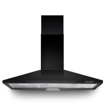 24/36" Black Stainless Steel Range Hood 450 CFM, 3-Speed, LED Light, Under 55dB, Ducted/Ductless 120V 1