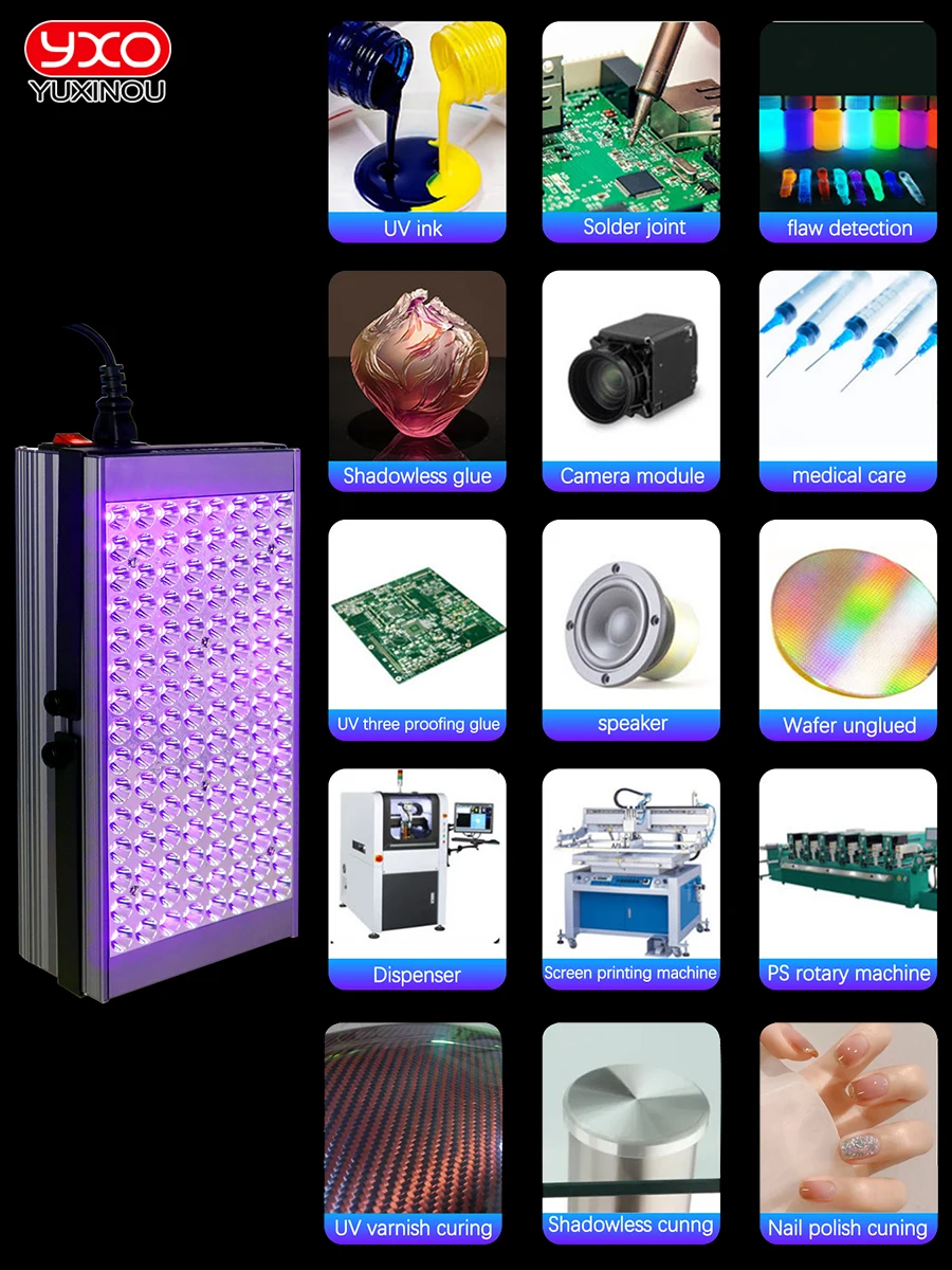 600W UV Ultraviolet Curing Lamp 365nm 395nm Glue Resin Green Oil Solder Circuit Board Coating LCD Display Paint Varnish
