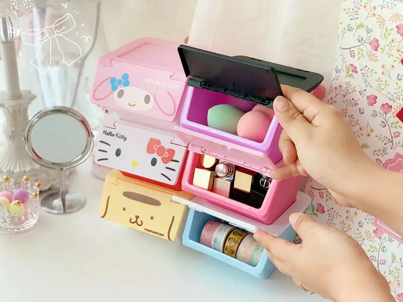 

Шкатулка для хранения Sanrio с изображением сердца для девочек, шкатулка для ювелирных изделий Kuromi, шкатулка для драгоценностей, шкатулка для хранения Мелоди, шкатулка для хранения