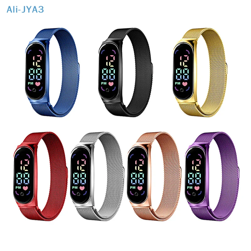 

New Magnetic LED Electronic Watch Students Sports Waterproof Alloy Wristband Gift Children's Electronic Watch Wholesale