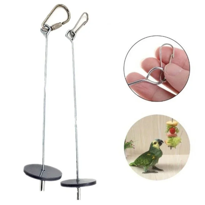 Pet Parrot Feeder Bird Feeder Stainless Steel Fruit Spear Stick Fruit Vegetable Skewer Feeder Foraging Toys Metal Bird Feeder