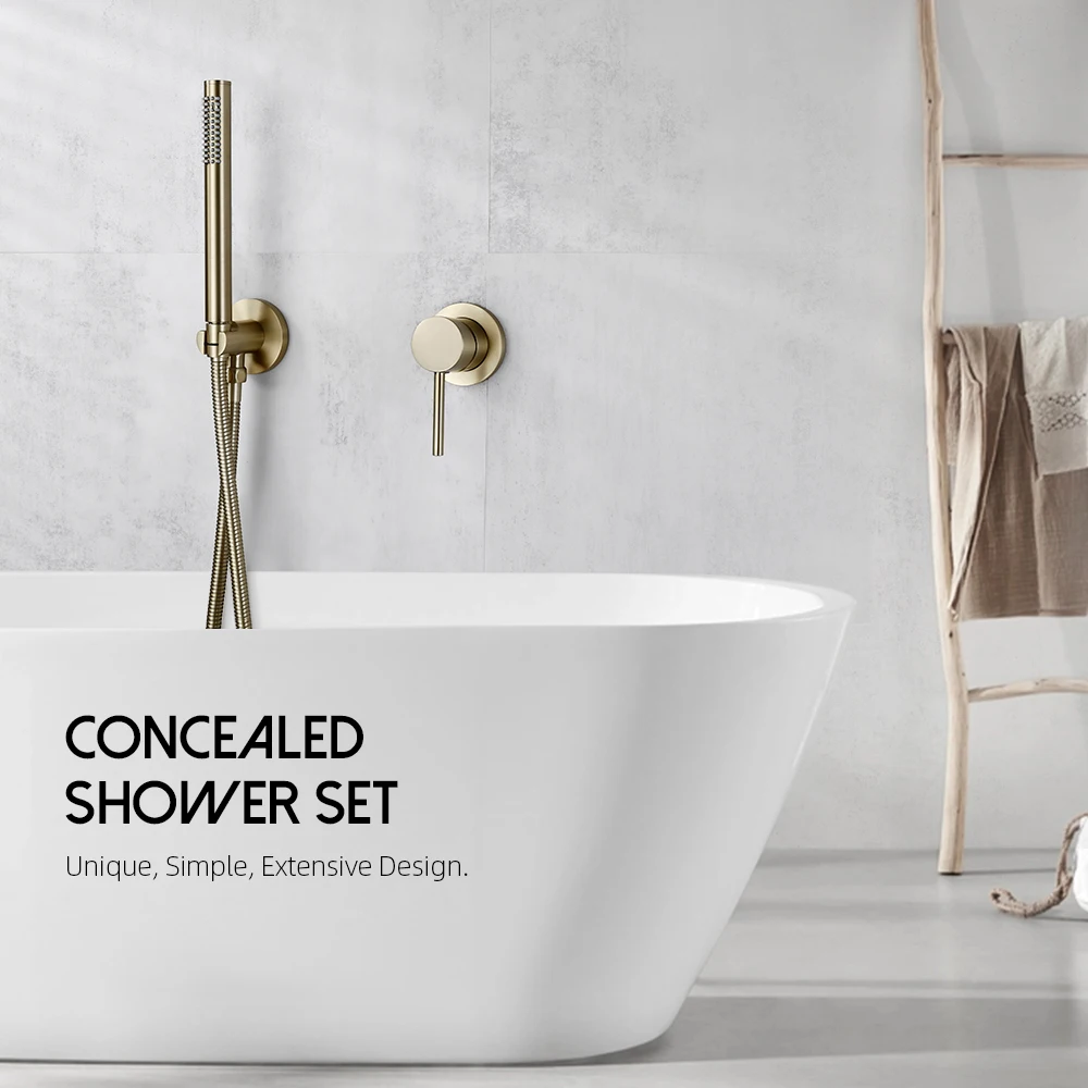 Handheld Shower Bathroom Shower Faucet Hot & Cold Water Tap Brass Holder And Stainless steel 1.5M Hose Wall Mount Mixer