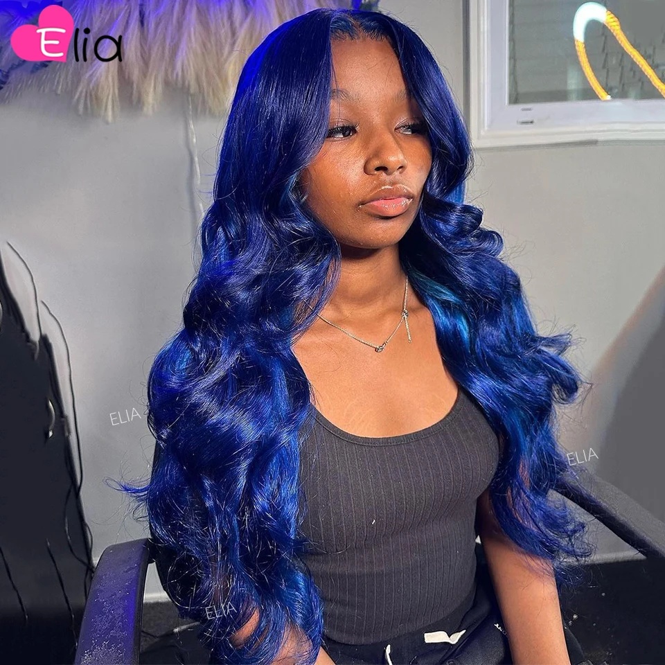 Midnight Blue Blue Black Lace Front Wig Navy Blue Black Hair Dark
