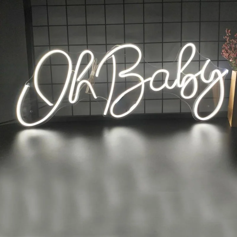 

Letreros de neón Led personalizados, 12V, para decoración de pared del hogar, Oh Baby, Ins, fiesta, boda