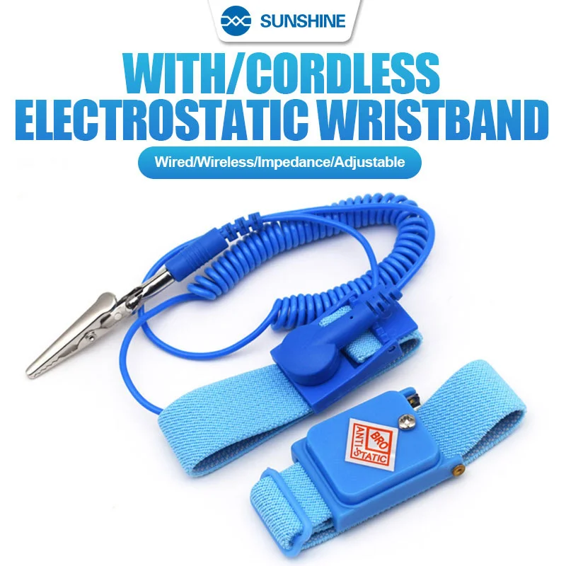 

SUNSHINE Anti Static Bracelet Electrostatic Cordless Adjustable ESD Discharge Cable Wrist Band Strap Hand With Spare Wristband