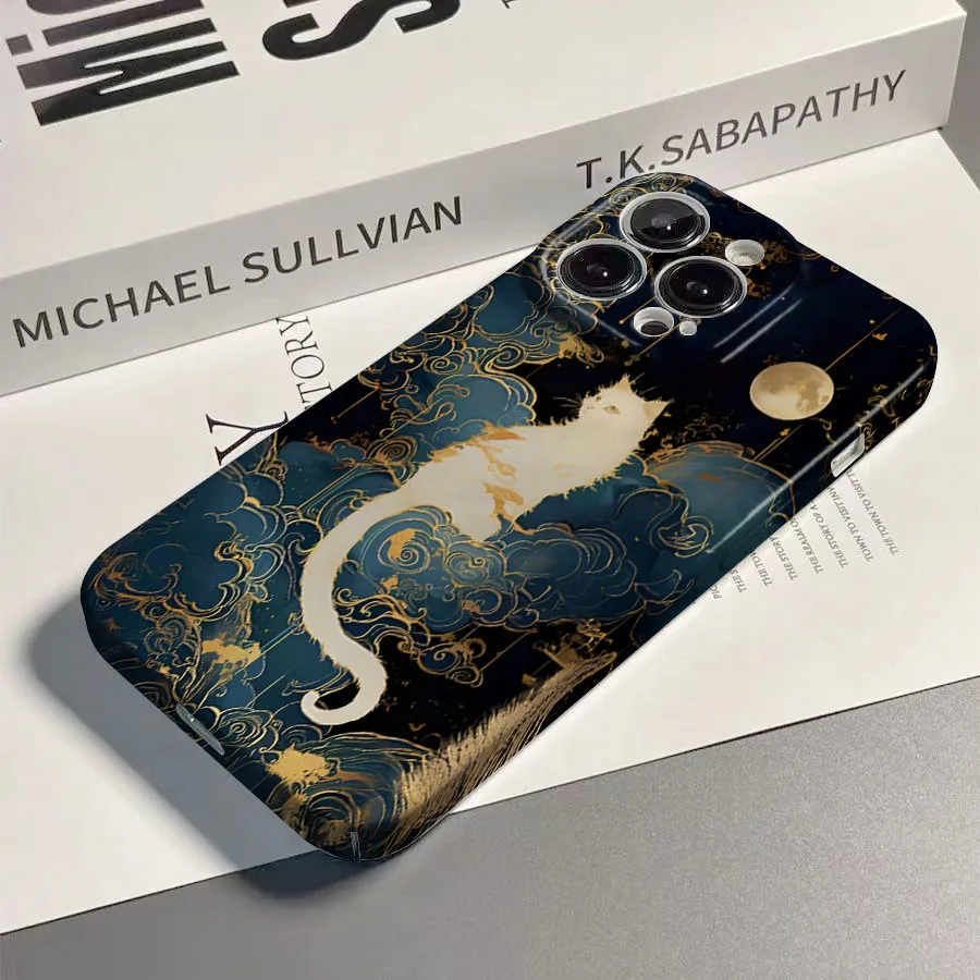 Luxury Moon Cat Shockproof Hard Plastic Phone Case