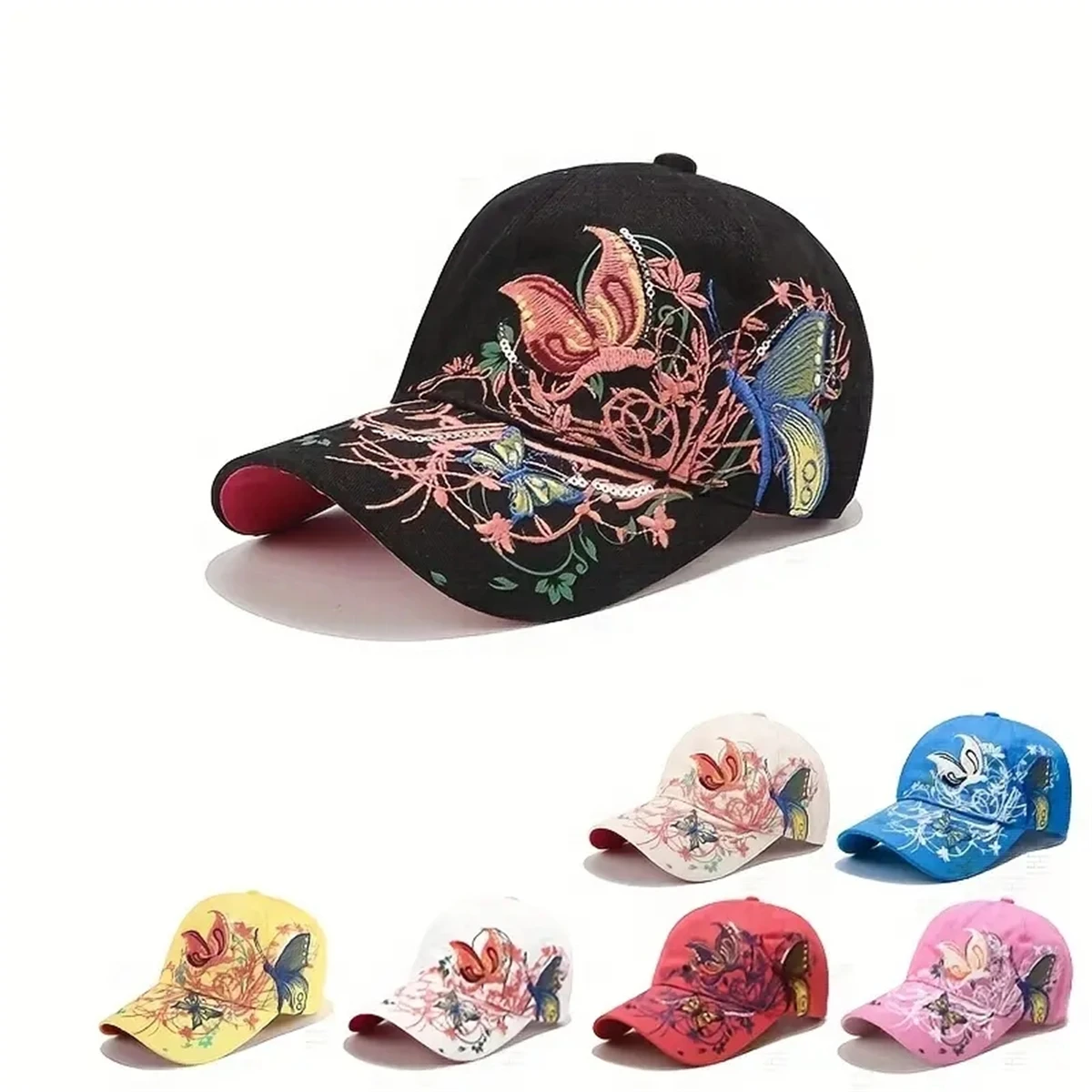 여성용 사계절 패션 스팽글 활 자수 모자, 태양 모자, 야구 모자 패션  Best5