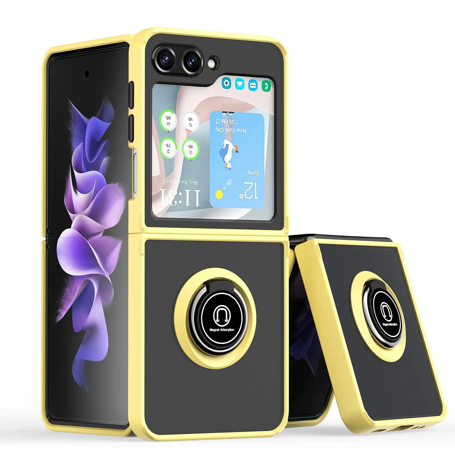 Shockproof Matte Phone Case With Ring Stand For Samsung Galaxy Z Flip_voghion.com