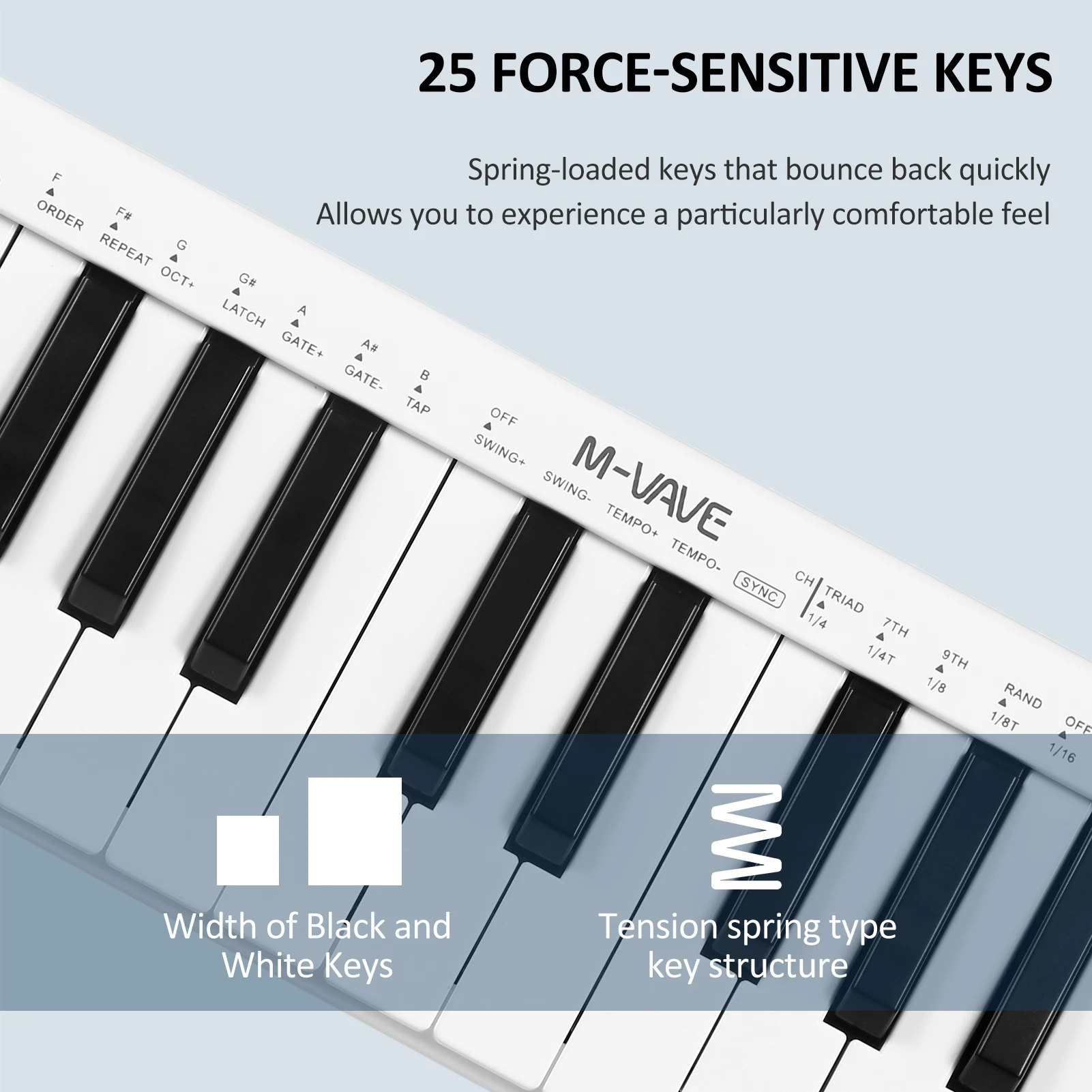 M-VAVE SMK-25mini MIDI Keyboard Rechargeable 25-Key MIDI Control Keyboard Mini Portable USB Controller