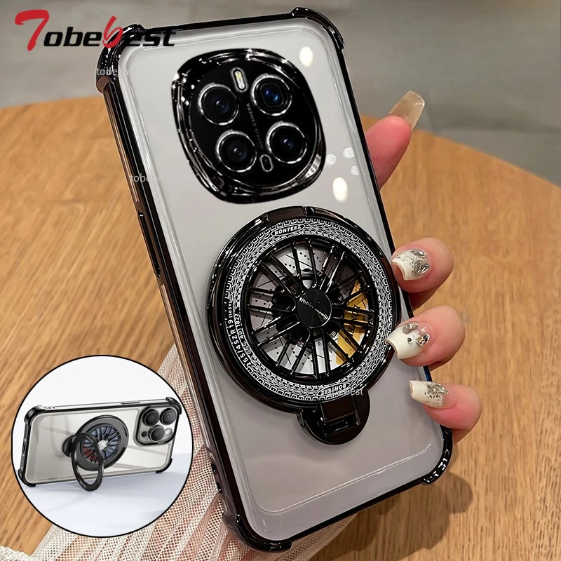 Clear Shockproof Plating Gyro Phone Holder Case