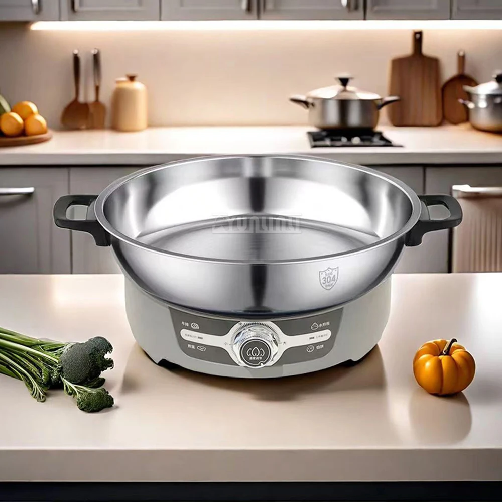 Household Large Capacity Stainless Steel Electric Frying Pancake Pan Multifunctional Baking Pot 2