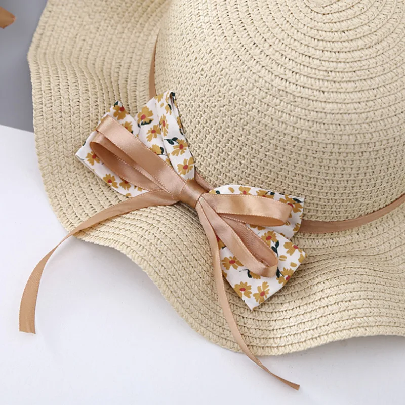 Fashion Style Kids Hat for Girls 2-7Y Straw Children's SunshadeCap Bag Summer Baby Travel Sunscreen Beach HatSun Fisherman Cap