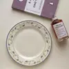Ceramic Dining Plates Korea Retro Style Niche Deep Blue Lace Bellflower Ceramics Breakfast Dessert Plate Breakfast Plate 1