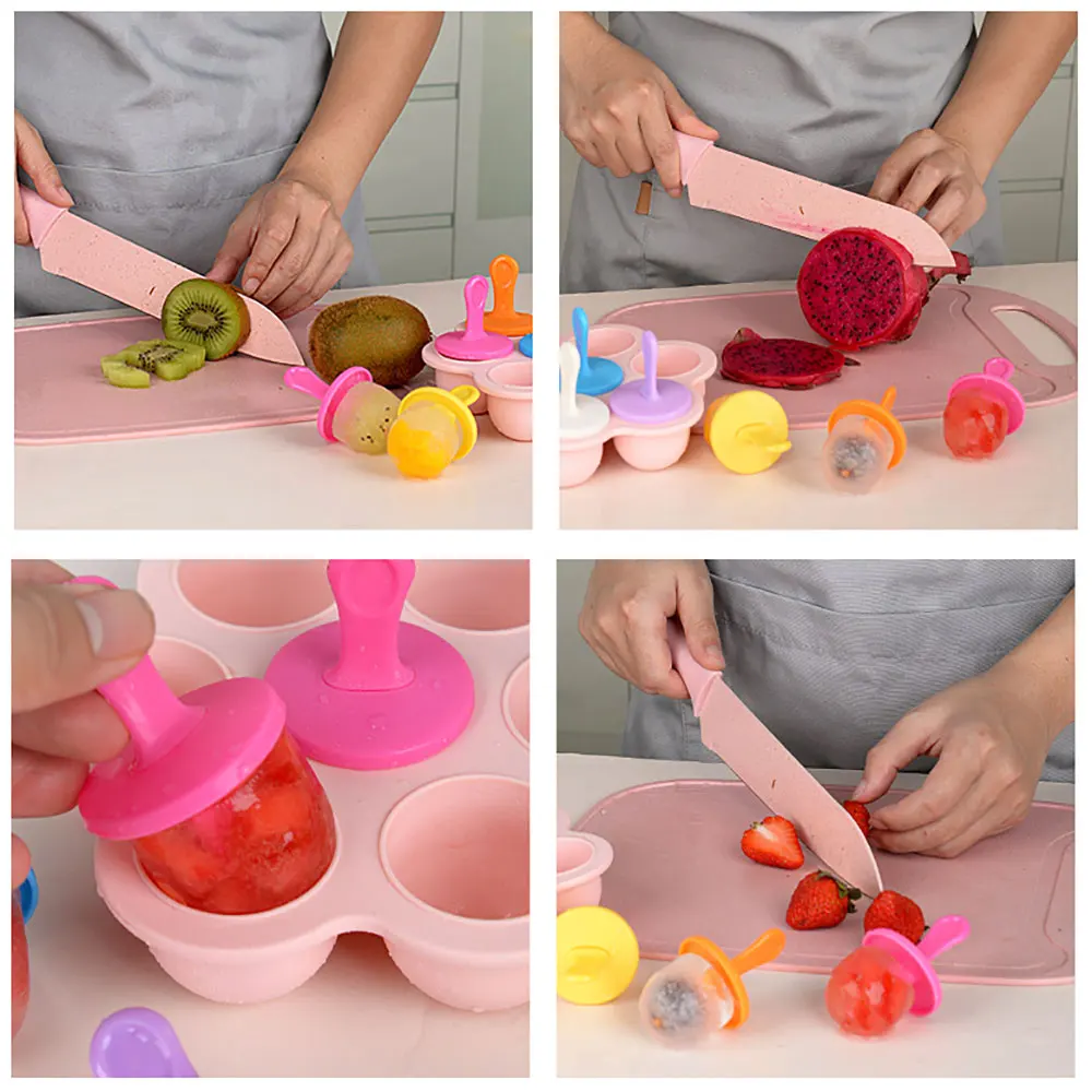 Silicone World 9/7 Holes Popsicle Silicone Molds DIY Ice Cream Pops Mold Ice Tray Children Fruit Shake Complementary Food Box ice mold ice cream molds