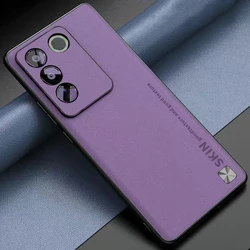 Luxury Leather Shockproof Phone Case - Stylish TPU Silicone Bumper Cover for Vivo V27 Pro 5G (PURPLE)