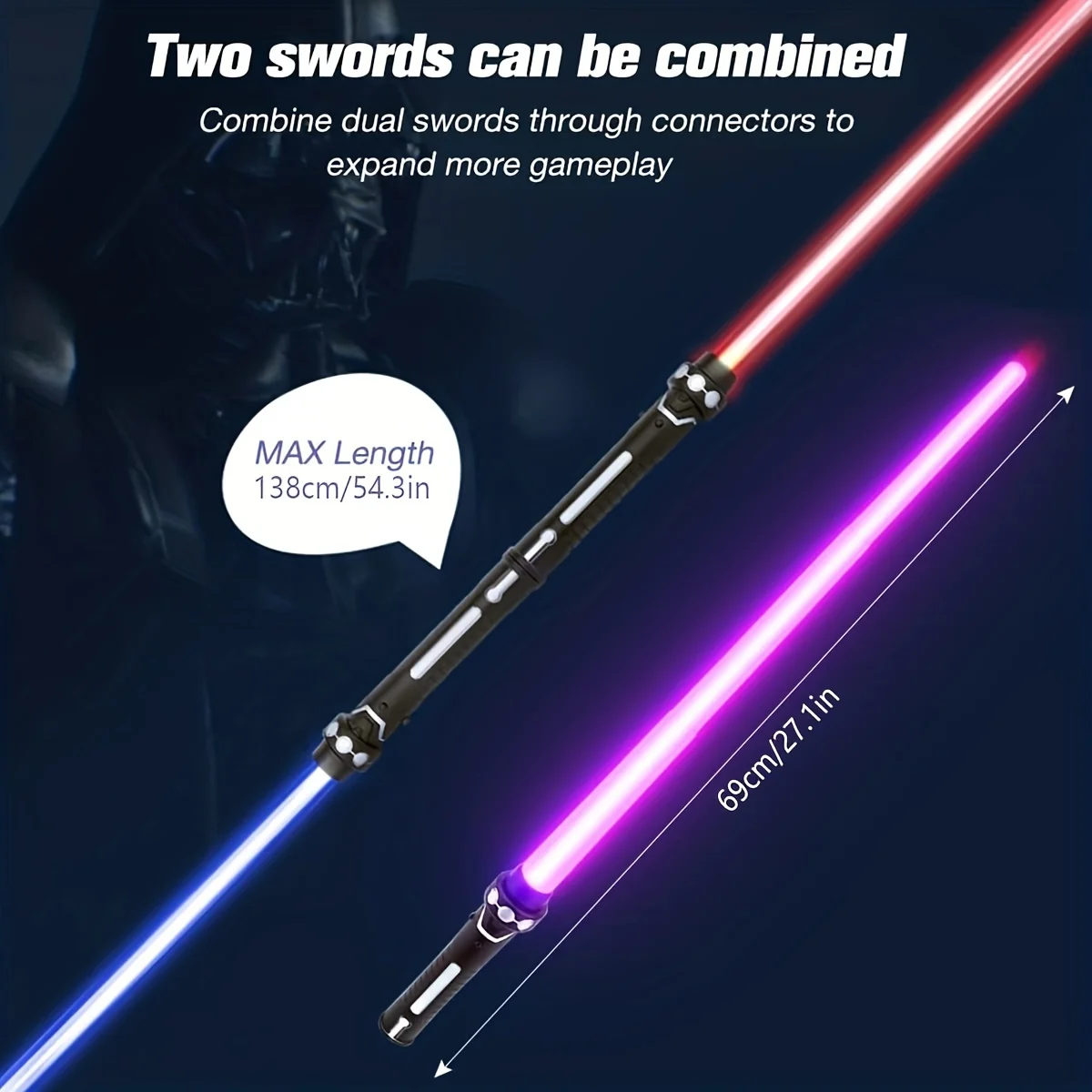 Two-in-one Long Sword Combination Laser Sword War Light Toy Transparent Toy Flash Stick Boys and Girls Plastic