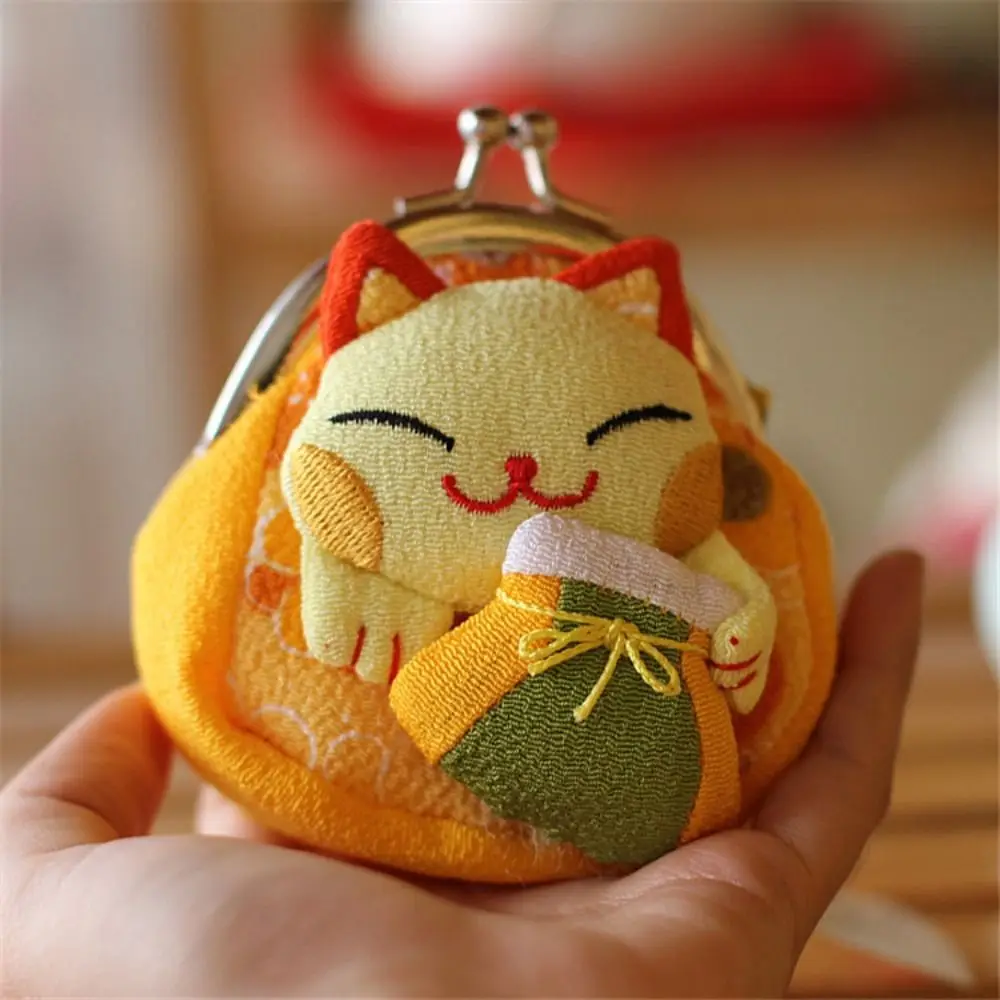 Coin Purse Coin Wallet Change Bag Cute Children's Purse Handmade Flower Printing Japanese Lucky Cat Coin Purse Girl Travel Outdoor Fashion Design Birthday Gift
