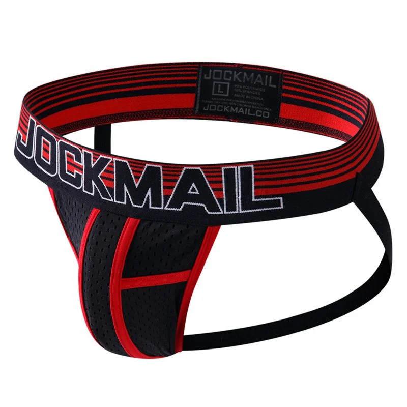 JOCKMAIL Sexy Mesh Men's Underwear Low Waist Plus Size Boxer Briefs nylon contrasting male underpants gay jockstraps boy thongs funny boxers for men