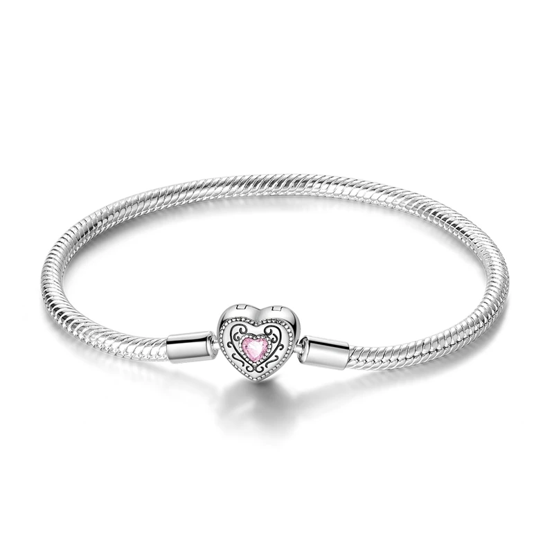 Golden Series 925 Sterling Silver Bracelet with Charm Bead Pendant - Elegant DIY Jewelry Gift