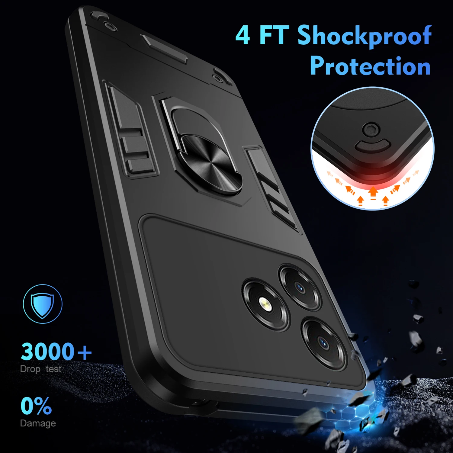 Durable Shockproof Protective Case with Ring Stand Holder
