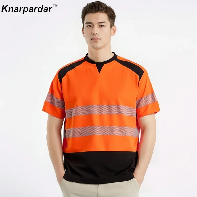 고가시성 반팔 안전 작업 티셔츠 포켓 포함 엔지니어링 및 항공기 유지보수 건설 작업복