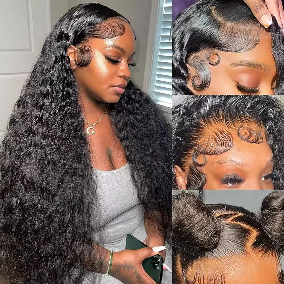 High Density 250% 40 46Inch Deep Wave 13x4 13x6 HD Lace Front Human Hair Wig Loose Water Wave Curly Lace Frontal Wigs Human Hair 4