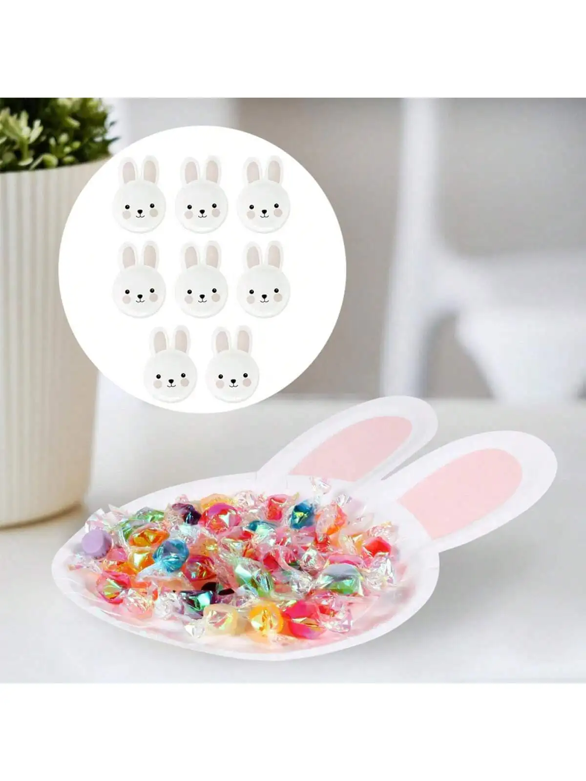8pcs Rabbit Paper Plate Disposable Plates Easter Party Decorations Bunny Birthday Plates Birthday Party Dinnerware Disposable Pa