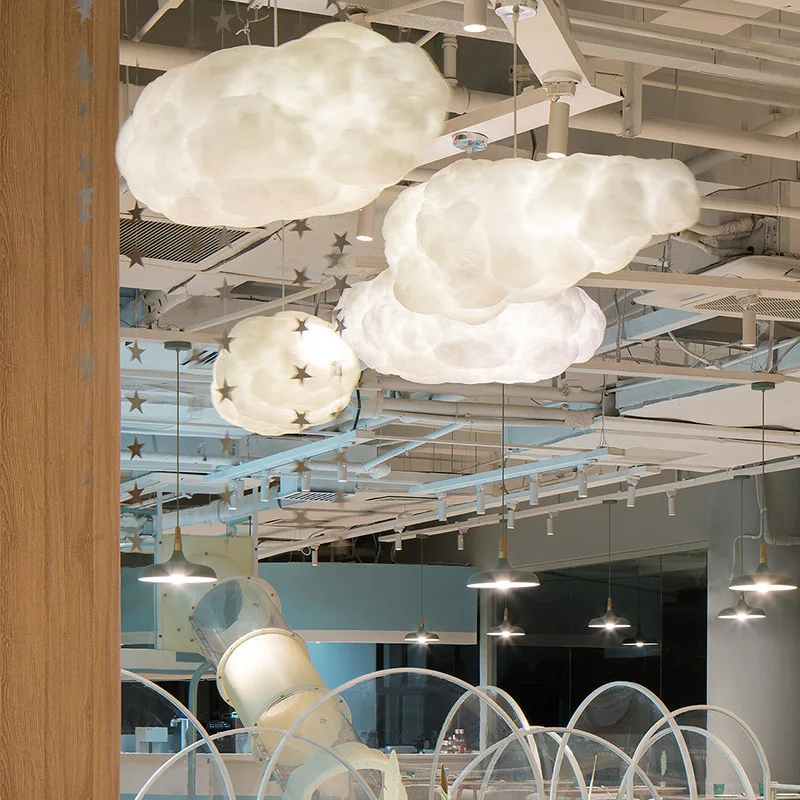 

Cloud Lighting LED Pendant Lamp Creative Personality Bedroom Children's Room Living Room Cotton White Clouds Hanging Fixture