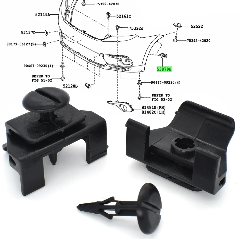 5 Clip Fissaggio Paraurti Anteriore Per Toyota Highlander, RAV4, Tacoma, Scion, Lexus - Ricambio Originale 53879-0R010