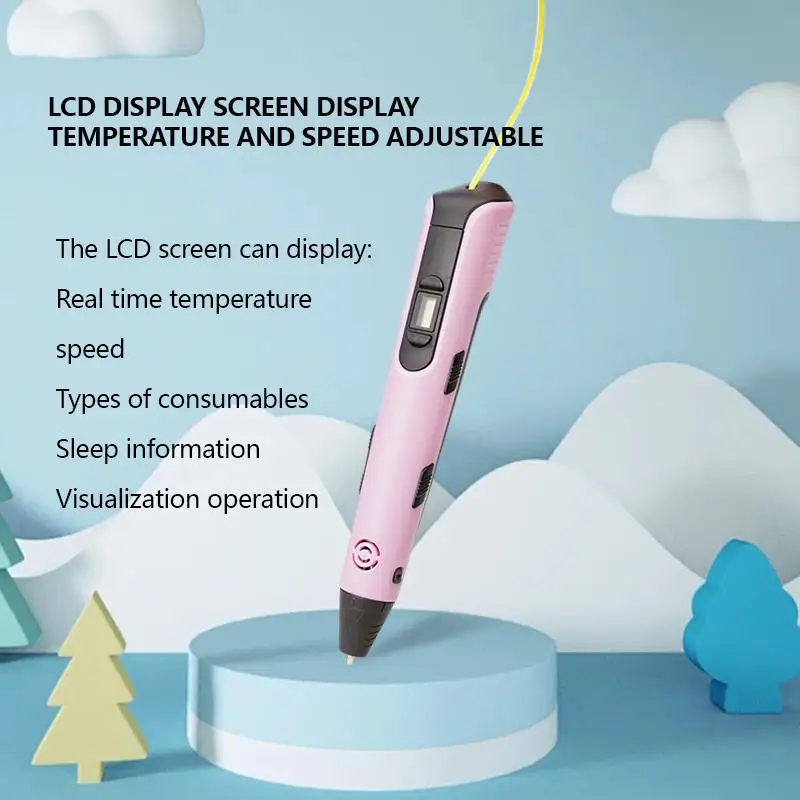 3D Printing Pen LCD Display Screen 1.75mm ABS/PLA 0.7mm Diameter Material Kids DIY Drawing Pen Christmas Birthday Gifts 3d printing pen