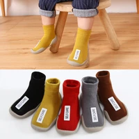 2024 Baby First Shoes Toddler Walker Infant Boys Girls Kids Rubber Soft Sole Floor Barefoot Casual Shoes Knit Booties Anti-Slip 2