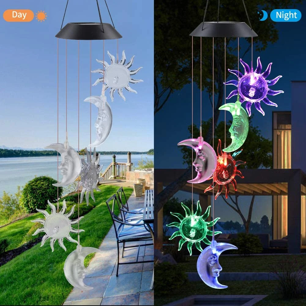 Color changing Solar Wind Chime Crystal Ball Hummingbird Wind Chime Lamp Waterproof Outdoor Use for Courtyard Garden Decoration outdoor solar spot lights Solar Lamps