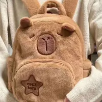 Kawaii Capybara sac à dos en peluche pour femmes polyvalent dessin animé drôle Capibala sac à bandoulière aLrge capacité sac fourre-tout 3