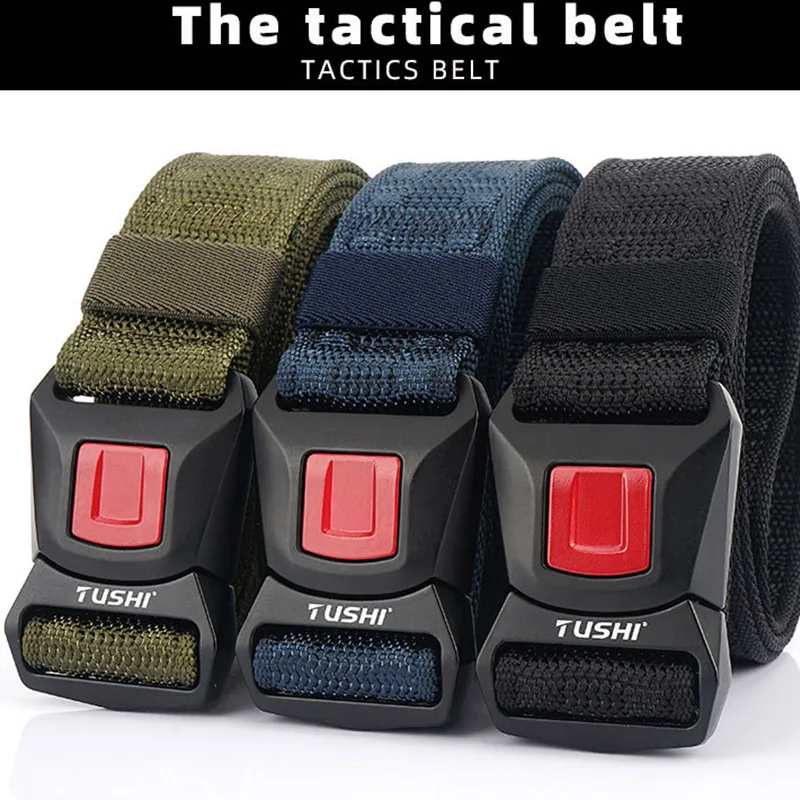 2024 New Buckle Fire Tactical Belt With High Quality 1200D Nylon Korean Edition Men's And Women's Safety Training Canvas Belt 2024 new aluminum alloy tactical nylon belt for casual men s workwear with luxurious waistband design and elastic woven belt