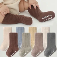 High Quality Boys Girls Cotton Socks Knee High Ribbed Infants Long Tube Socks Anti-Slip Children's Leg Warmers Soft Baby Socken 1