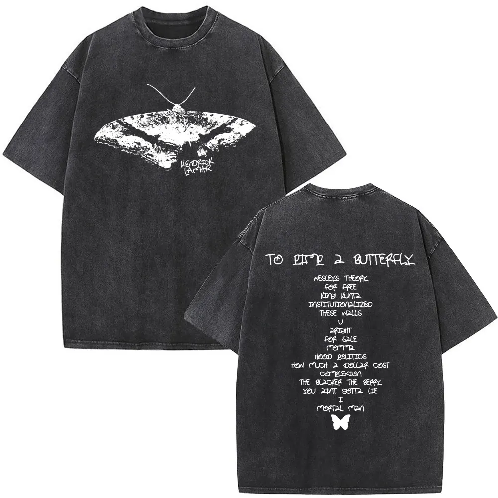 Kendrick Lamar Graphic T Shirt Washed Black Oversized Y2K Rap Tee Mens Top