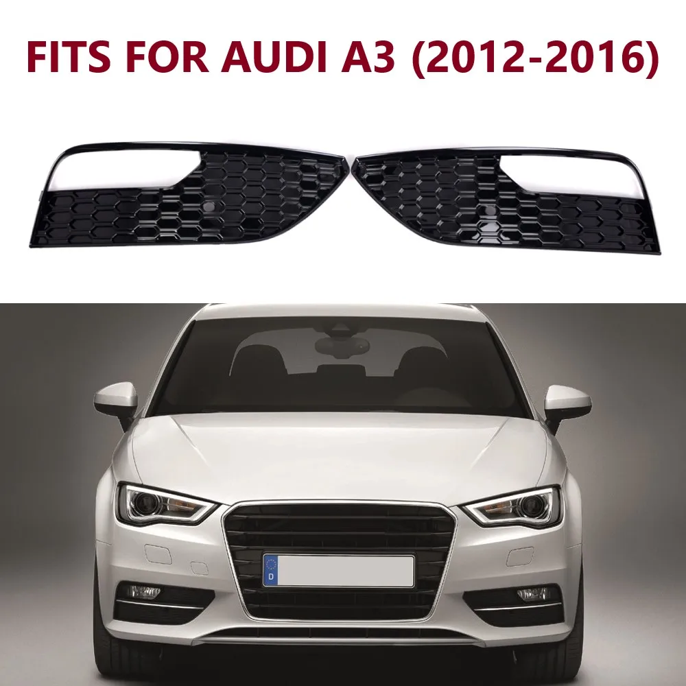 2PCS Gloss Black Fog Light Bezel Grill Replacement FOR AUDI A3