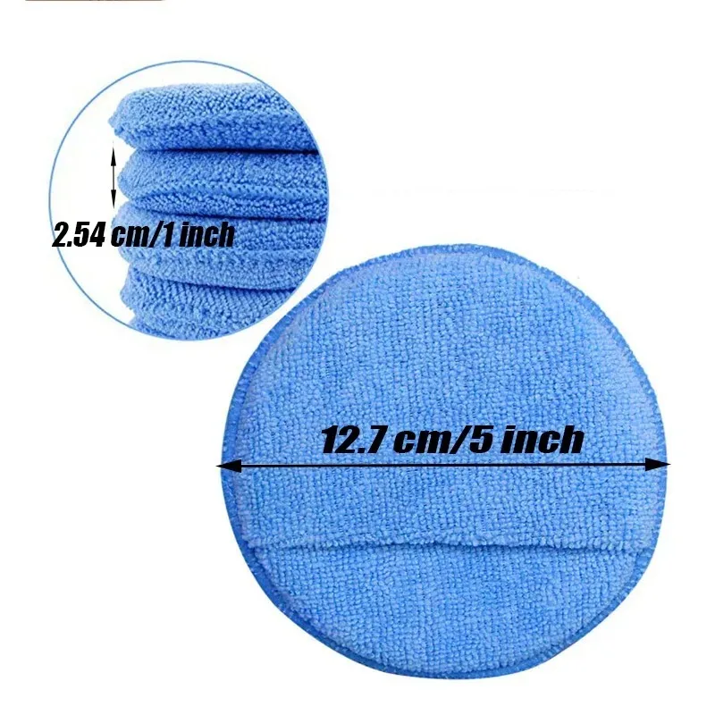 10Pcs Car Waxing Pad Car Detailing Applicator Pads Car Care Waxing Polish Soft Microfiber Round Pocket Foam Sponges Cleaning Tools