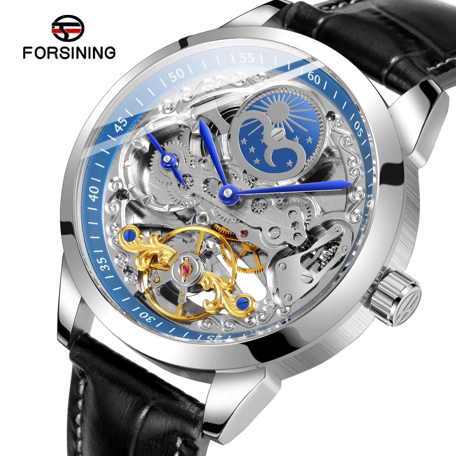Multiple Time Zon Moonphase Tourbillion Automatic Watch Regulator Skeleton Mechanical Watches for men replica