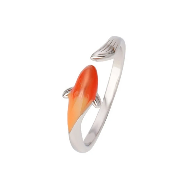 

Stylish Adjustable Open Rings Red Kois Fish Designs Rings Unique Chinese Finger Rings Accessory for Daily Wear 517F