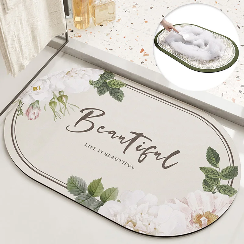 Super Absorbent Bathroom Mat Non Slip Diatom Mud Toilet Pad Quick