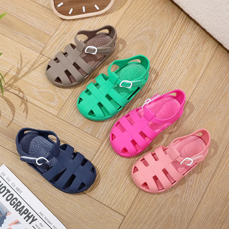 Kids Jelly Shoes Soft Sole SandalBaby Beach Shoe Sea Summer Gladiator Sandals Buckle Velcro Child Non-slip Boy Roman Flip-flops baby shoes kids shoes children sandals kids sandals beach shoes