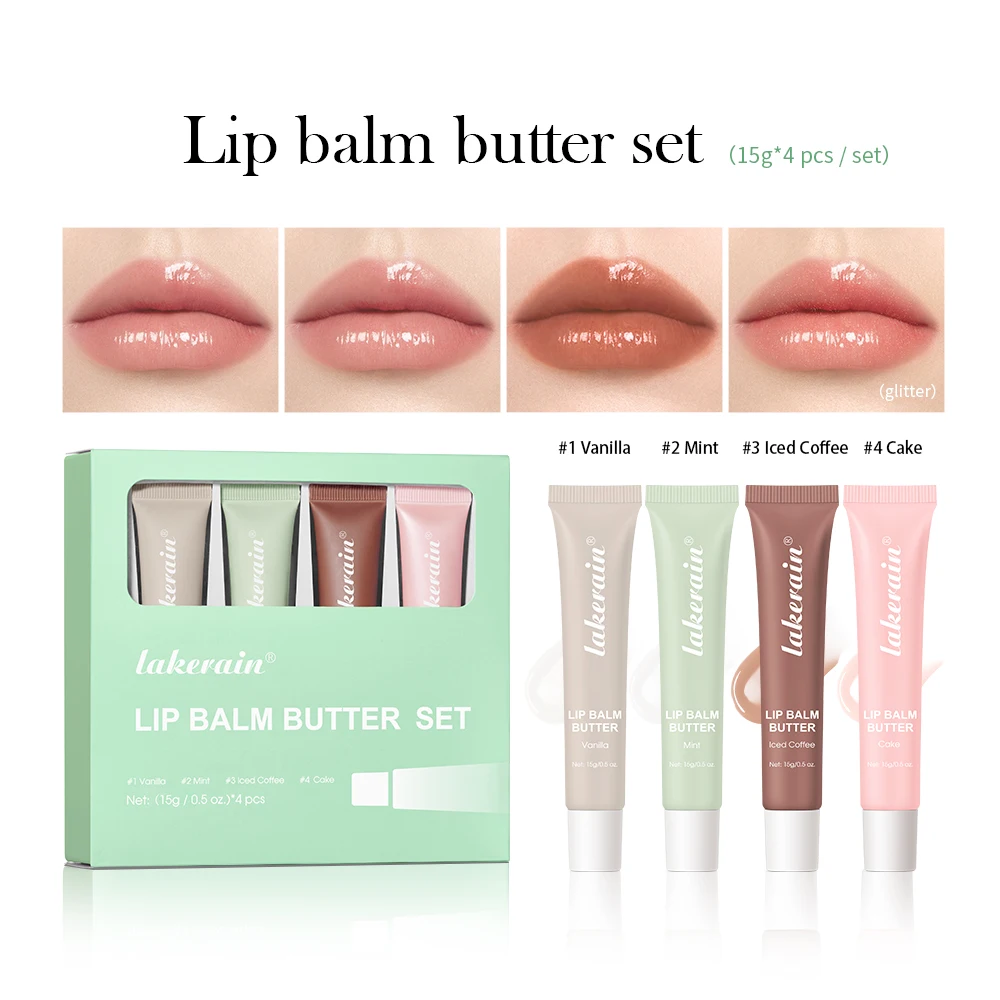 4Pcs/set Butter Lip Balm Set Anti-cracked Plumping Tinted Lip Butter Long Lasting Moisturizing Nourishing balm Set lip balm lip makeup