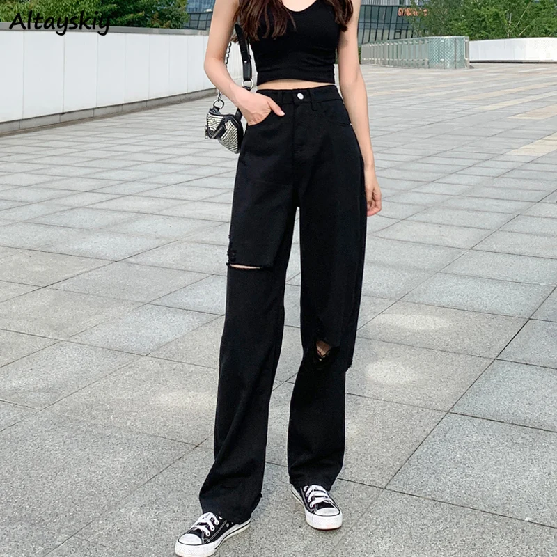 Jeans donna Denim tasche con bottoni tasche larghe 5XL pantaloni neri Baggy  Chic Harajuku quotidiano graffiato gamba larga Streetwear semplice|Jeans| -  AliExpress
