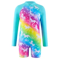 Baby Spring Summer Clothes 2024 New Girls' Swimsuit Zipper Long Sleeved Jumpsuits Swimsuit Floral Print Girls Summer Beachwear 6