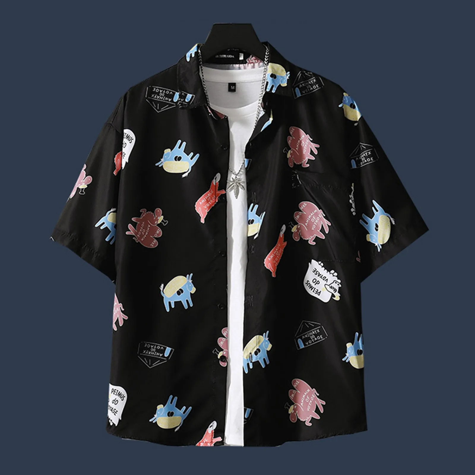Goose Full Print Summer Button Up Shirt Men Casual Fashion Short Sleeves Shirts Button Lapel Summer 2024 Hawaiian Beach Shirt 4