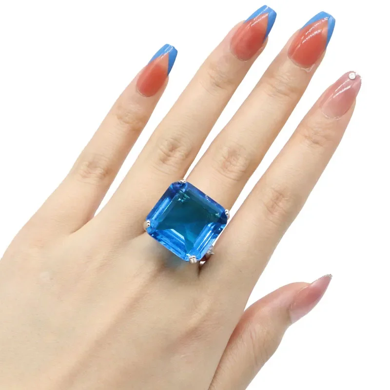 13g Big Heavy Customized 925 SOLID STERLING SILVER  Rings Swiss Blue London Blue Peridot Violet Tanzanite CZ Woman's Gift SZ 6-1