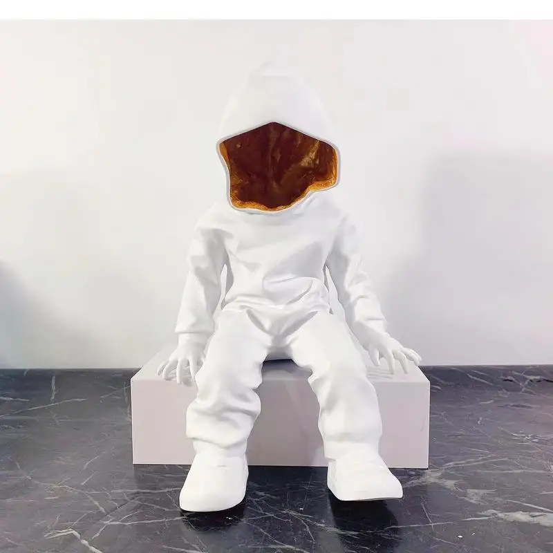 

Creative White Sitting Posture Character Decoration Modern Abstract Art Decoration Resin Crafts Cartoon Style Home Decoration