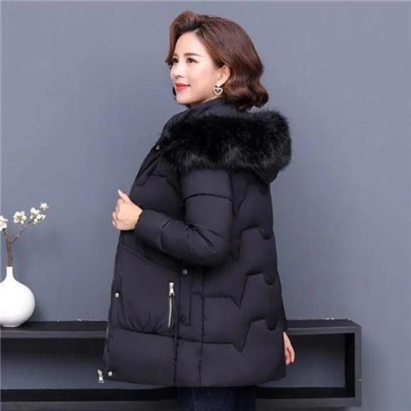 Middle Aged Elderly Women Cotton Jacket Loose Oversize Thickened Padded Coat Mother Outfit Winter Coat Down Quilted Overcoat